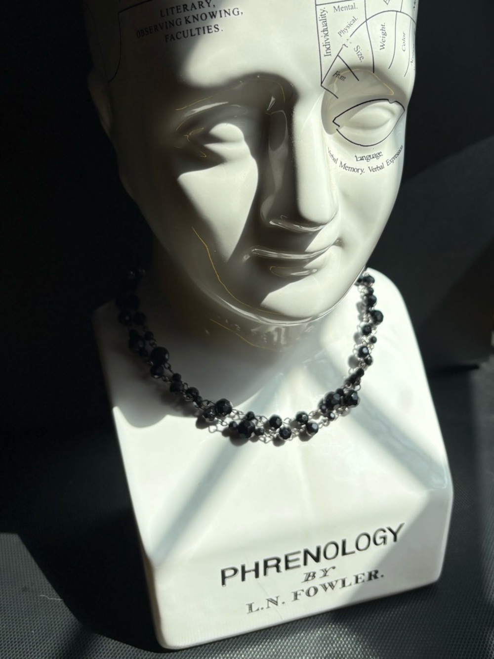 Black Beaded Necklace- Faceted Beads - Picture 2 of 5